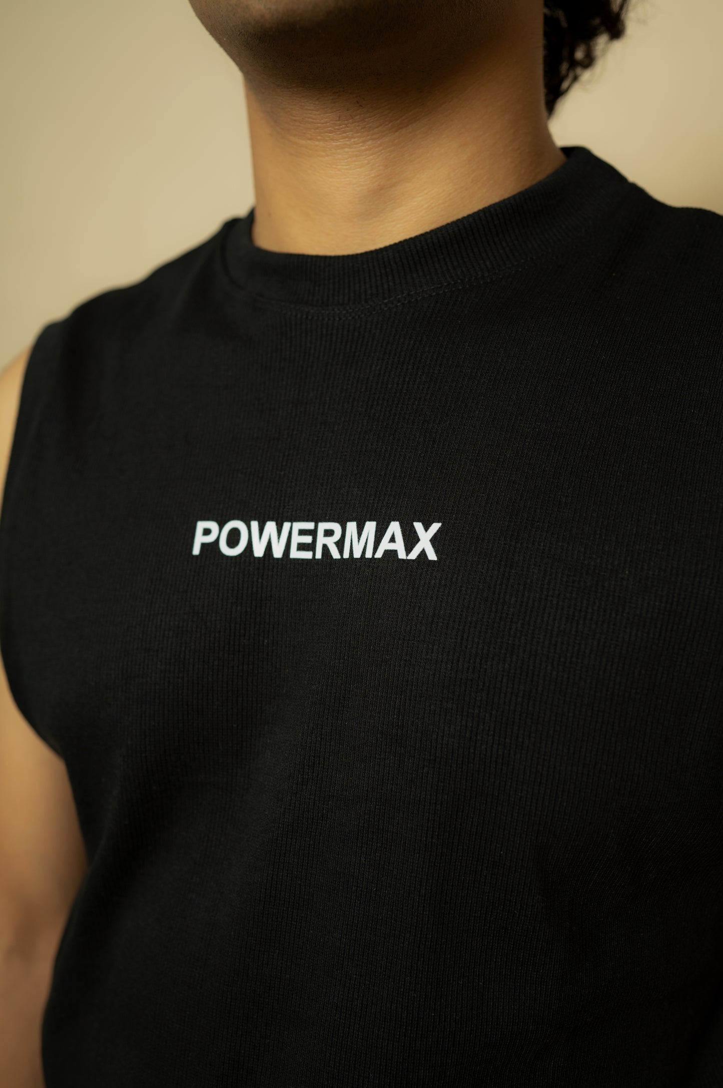 BLACK RIBBED COTTON TANK TOP