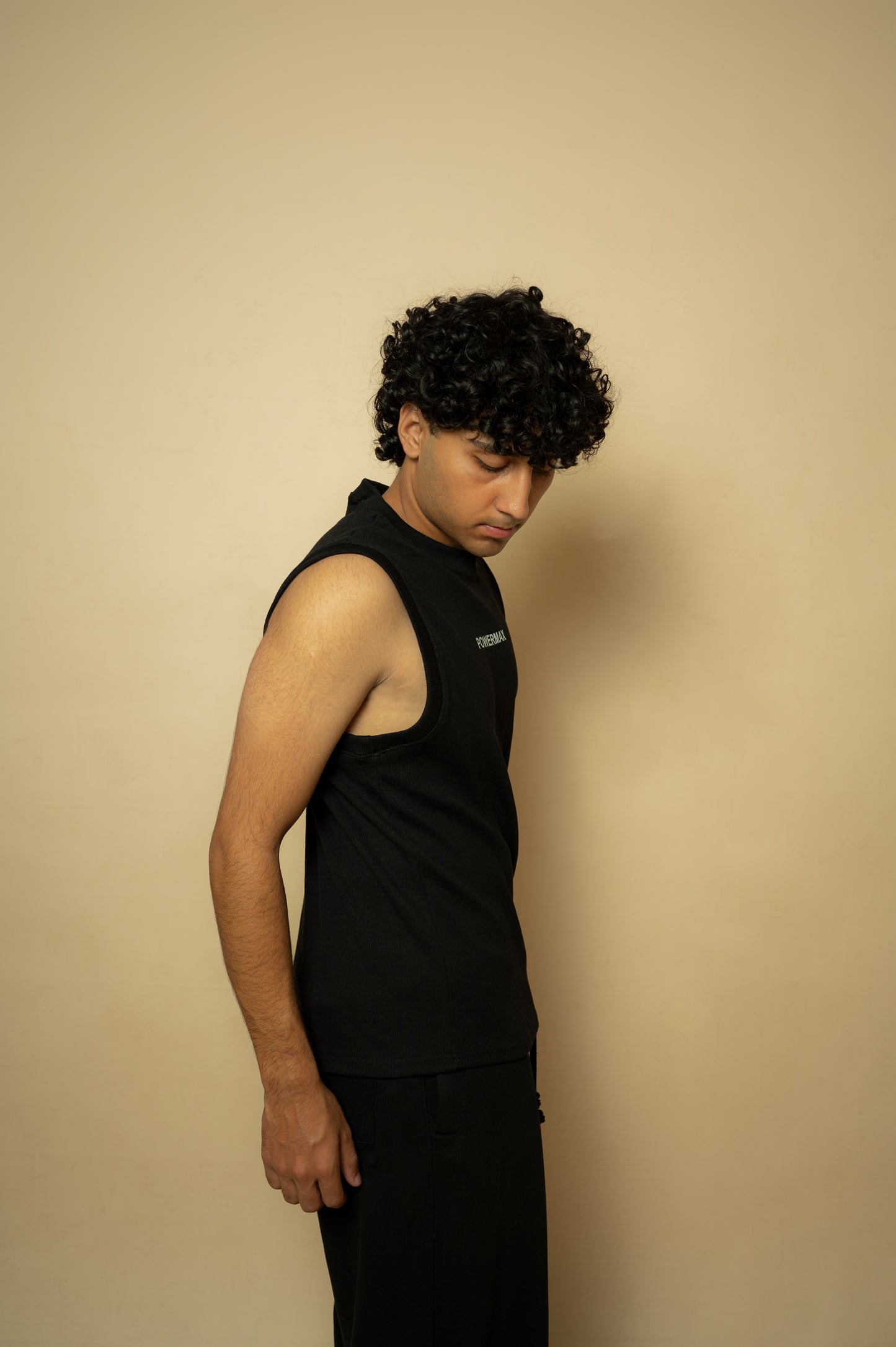 BLACK RIBBED COTTON TANK TOP