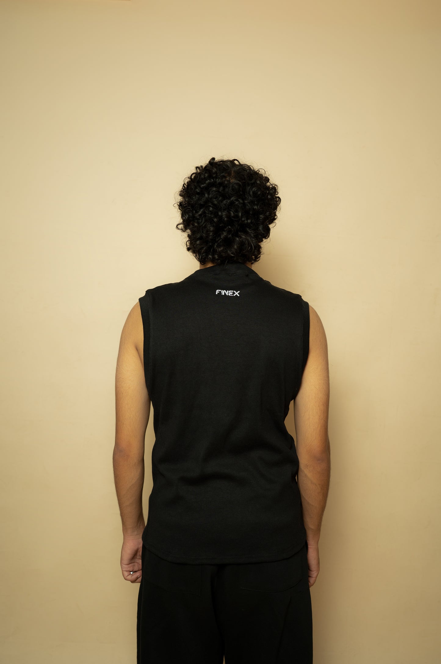 BLACK RIBBED COTTON TANK TOP